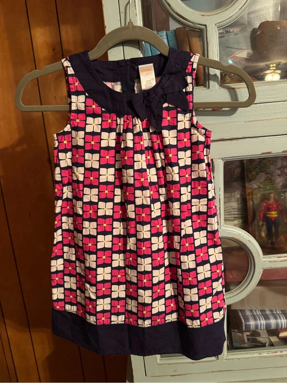 Gymboree Navy, Pink, and White Geometric Sleeveless Dress